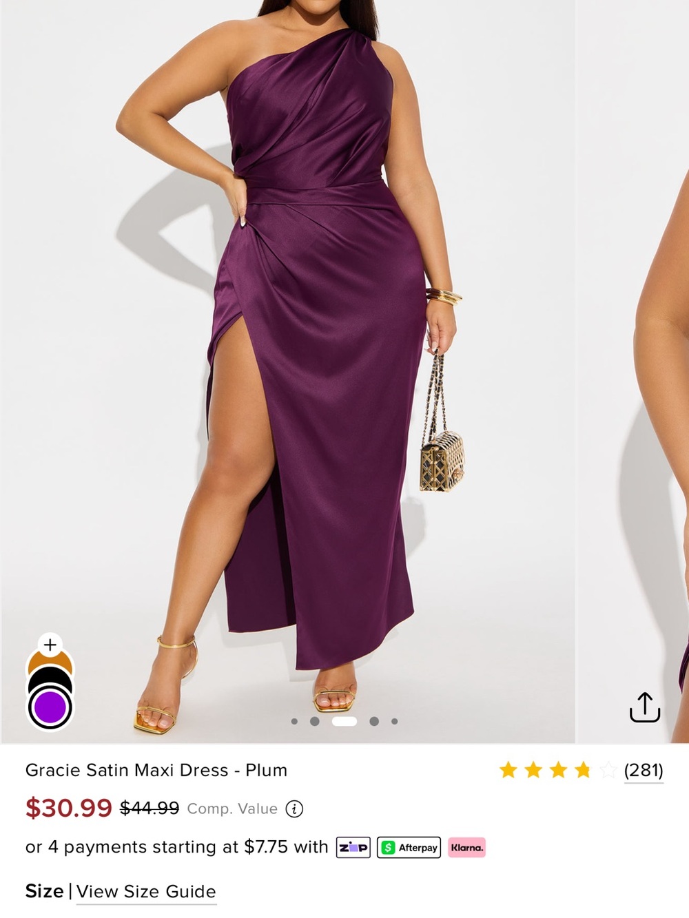 Grace Plum One-Shoulder Satin Maxi Dress
